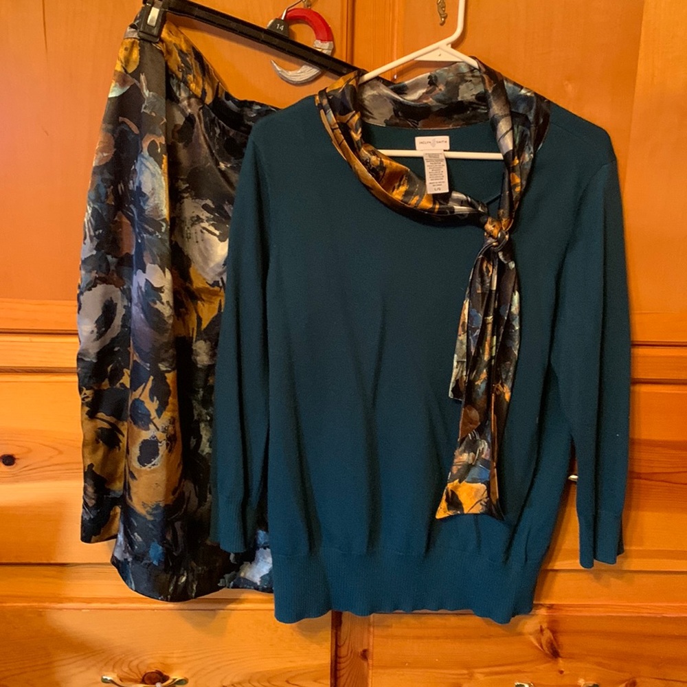 Vintage Jaclyn smith sweater skirt set. 2 piece. Large top. Size 14 skirt